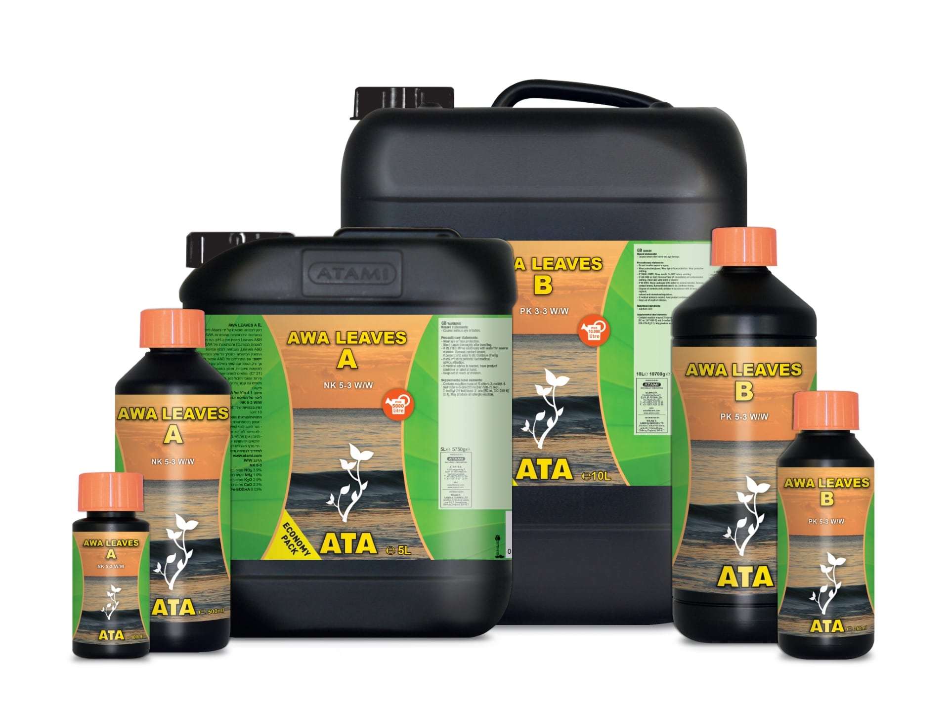 AWA Leaves A+B de ATA Atami Fertilizante para Crecimiento Hidropónico