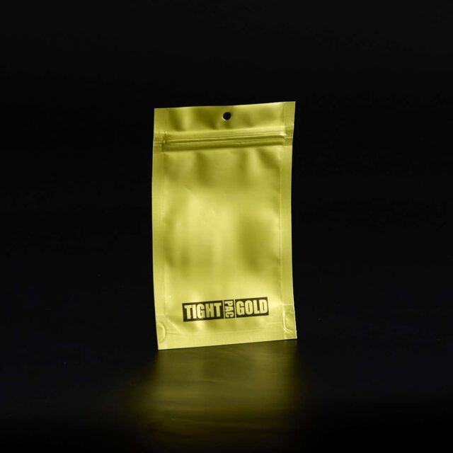 Bolsa de aluminio dorada con zip