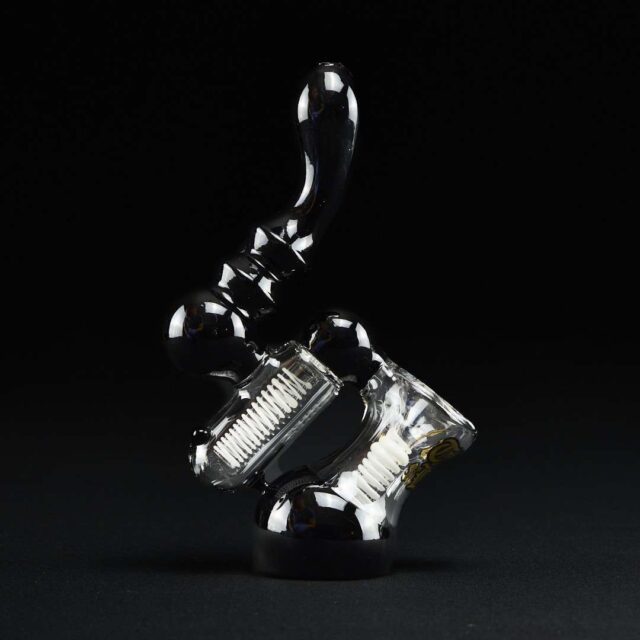 Bong Bubbler 17cm Saxo negro con espiral blanca