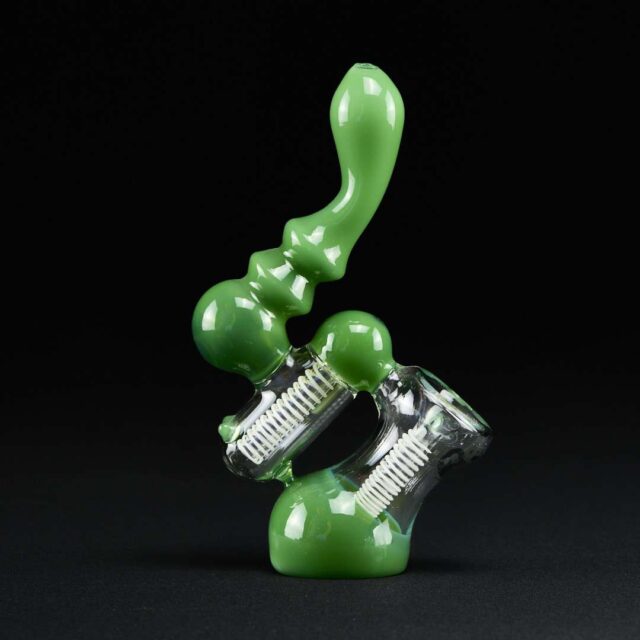 Bong Bubbler 17 cm Saxo verde con espiral blanca