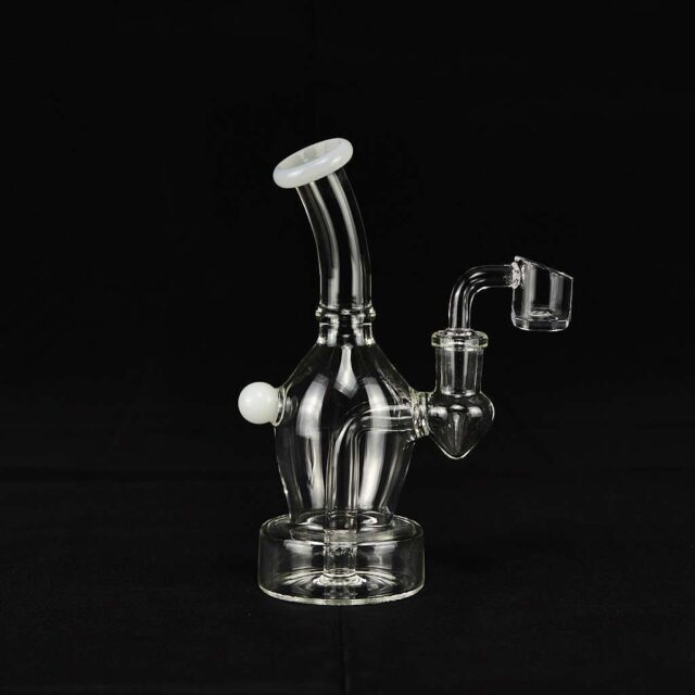 Bong Oiler 16cm Boquilla Blanca y Burbuja con Banger Cuarzo 14mm