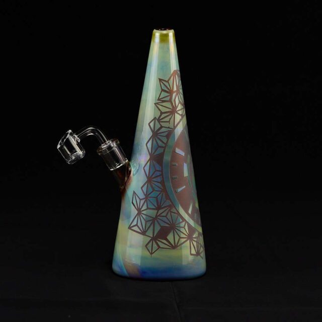 Bong Oiler 20cm Cono Marmoleado con Banger Cuarzo