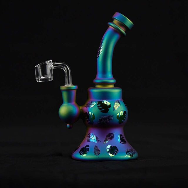 Bong Oiler 20cm Tornasol Helechos con Banger en Cuarzo