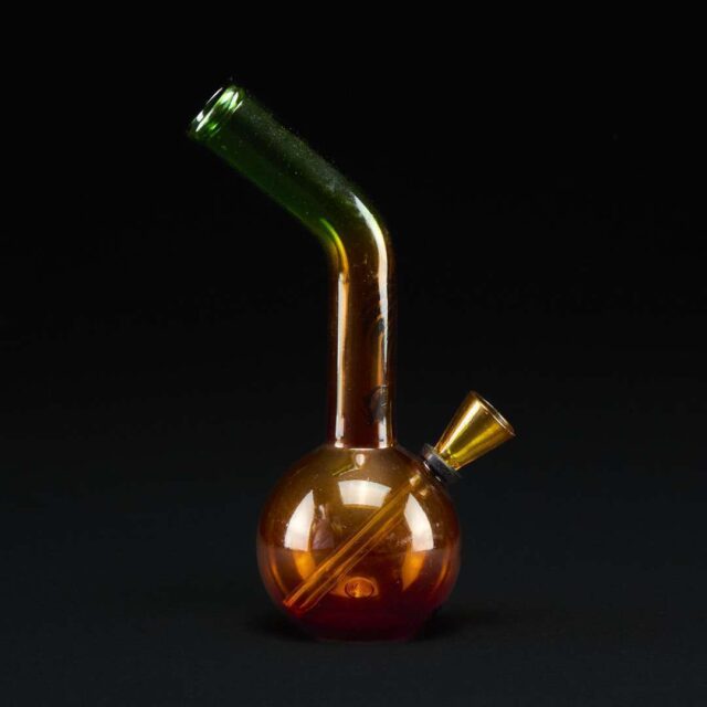 Bong cristal 18 cm Rasta redondo con cuello curvo