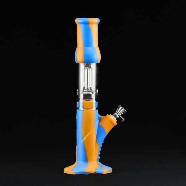 Bong cristal y silicona 38cm con percolador 8 brazos