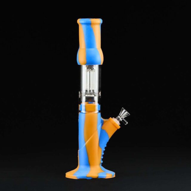 Bong cristal y silicona 38cm con percolador 8 brazos