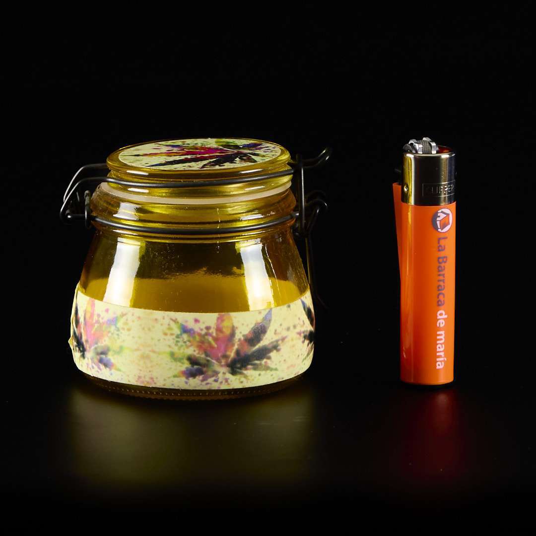 Bote de cristal con cierre metálico Glow in the dark(7 x 7,5cm) - Amarillo