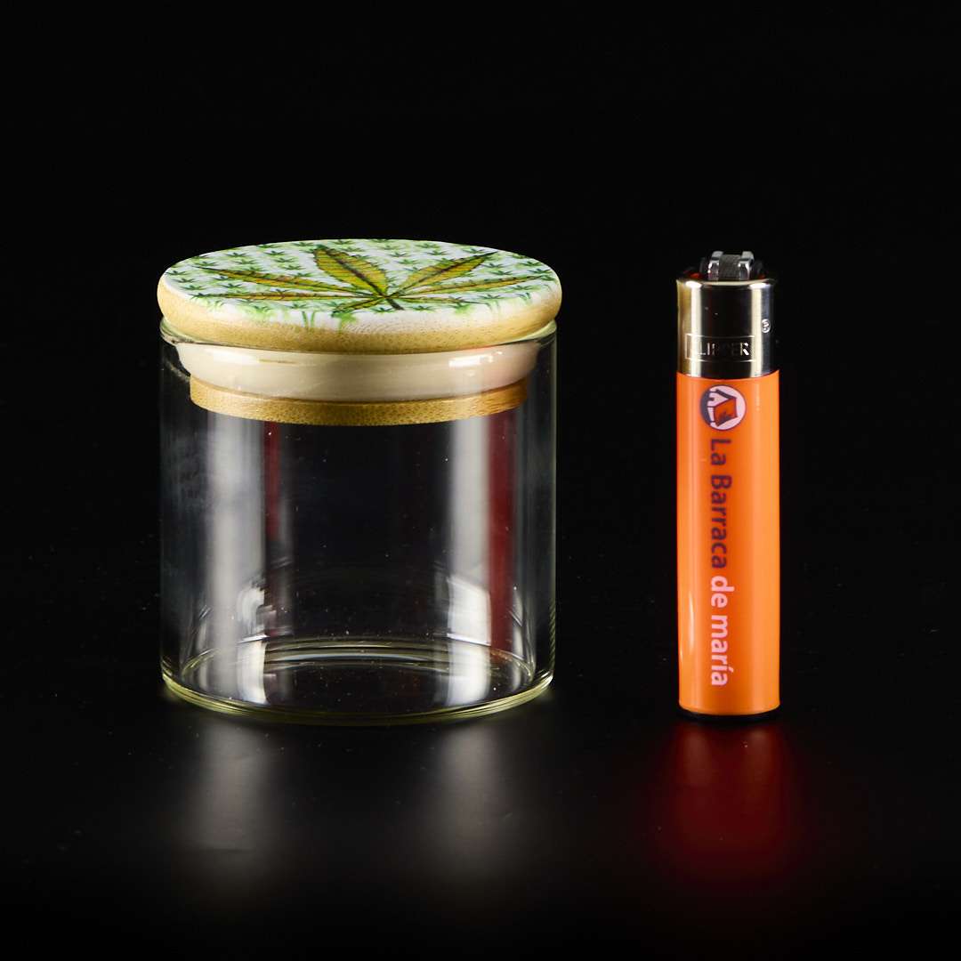 Bote de cristal con tapa de bambú anti-olor (7 x 6,5 cm)
