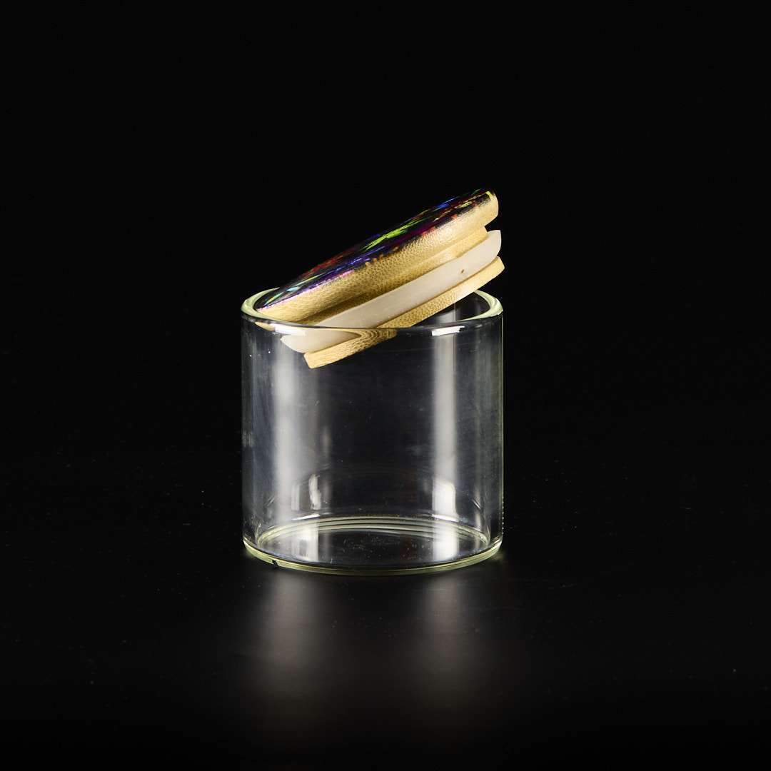 Bote de cristal con tapa de bambú anti-olor (7 x 6,5 cm)