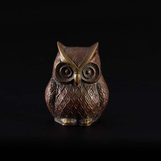 Búho de metal con base de ocultación 10cm