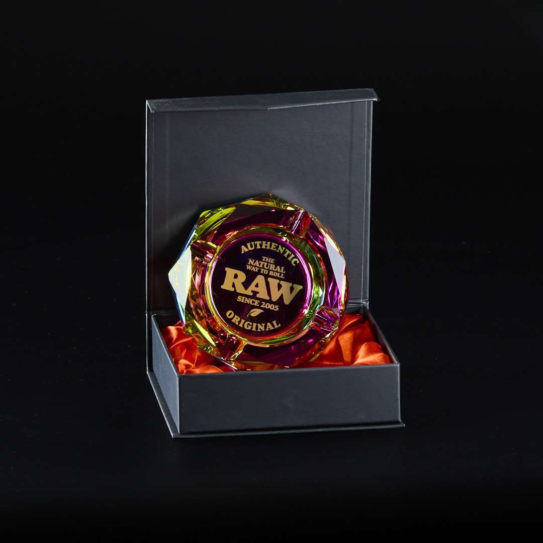Cenicero de cristal Raw Rainbow tornasol