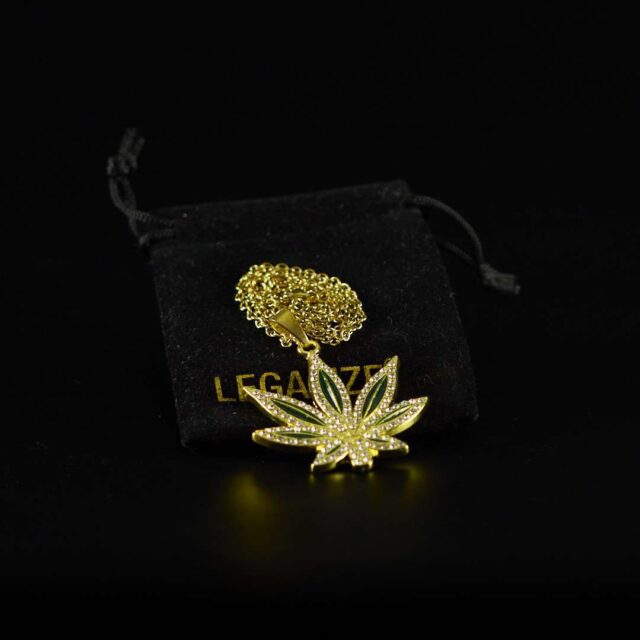 Colgante con cadena fina Hoja Brillante