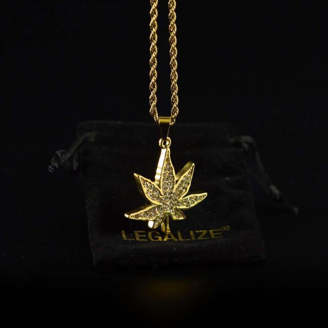 Colgante con cadena gruesa Hoja Brillante