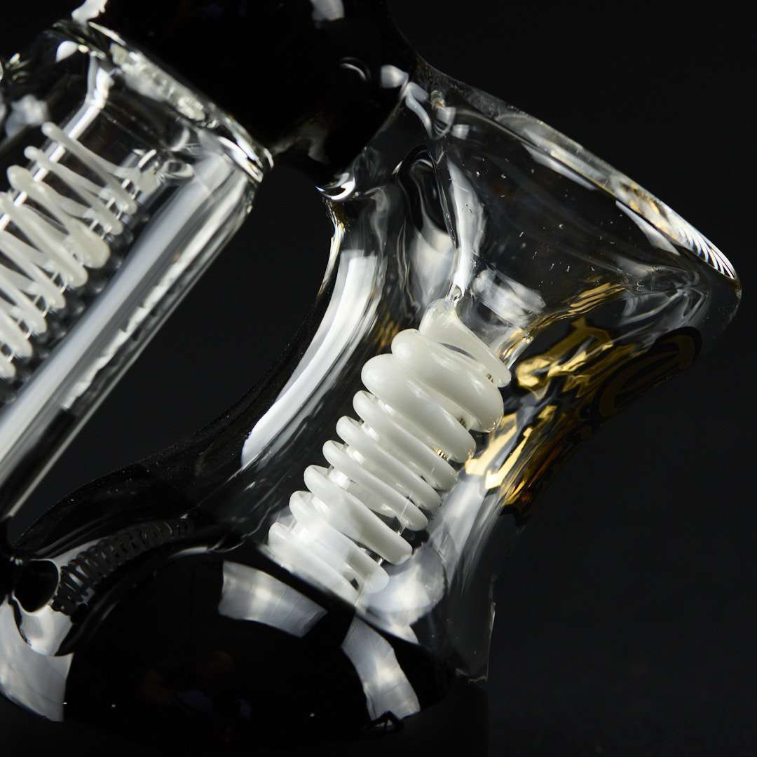 Bong Bubbler 17cm Saxo negro con espiral blanca - Imagen 4