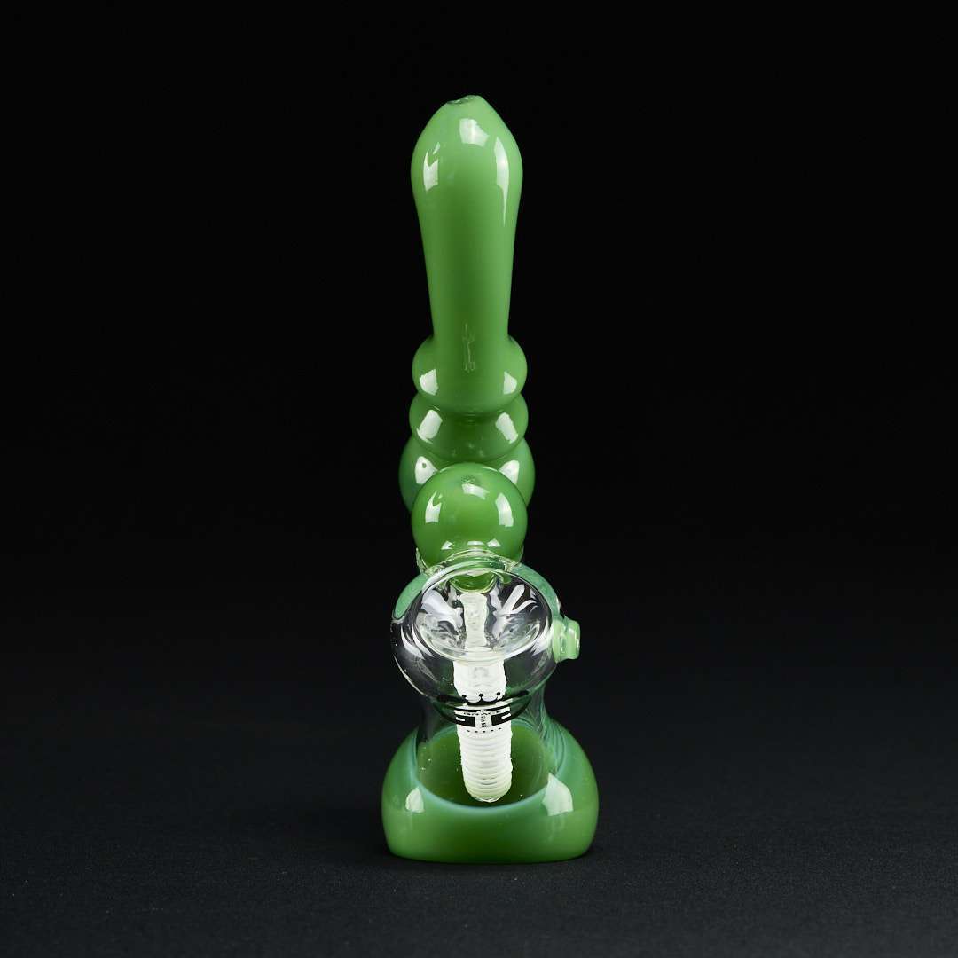 Bong Bubbler 17 cm Saxo verde con espiral blanca - Imagen 2