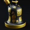 Bong cristal 22cm Deco negro con cuadrados oro