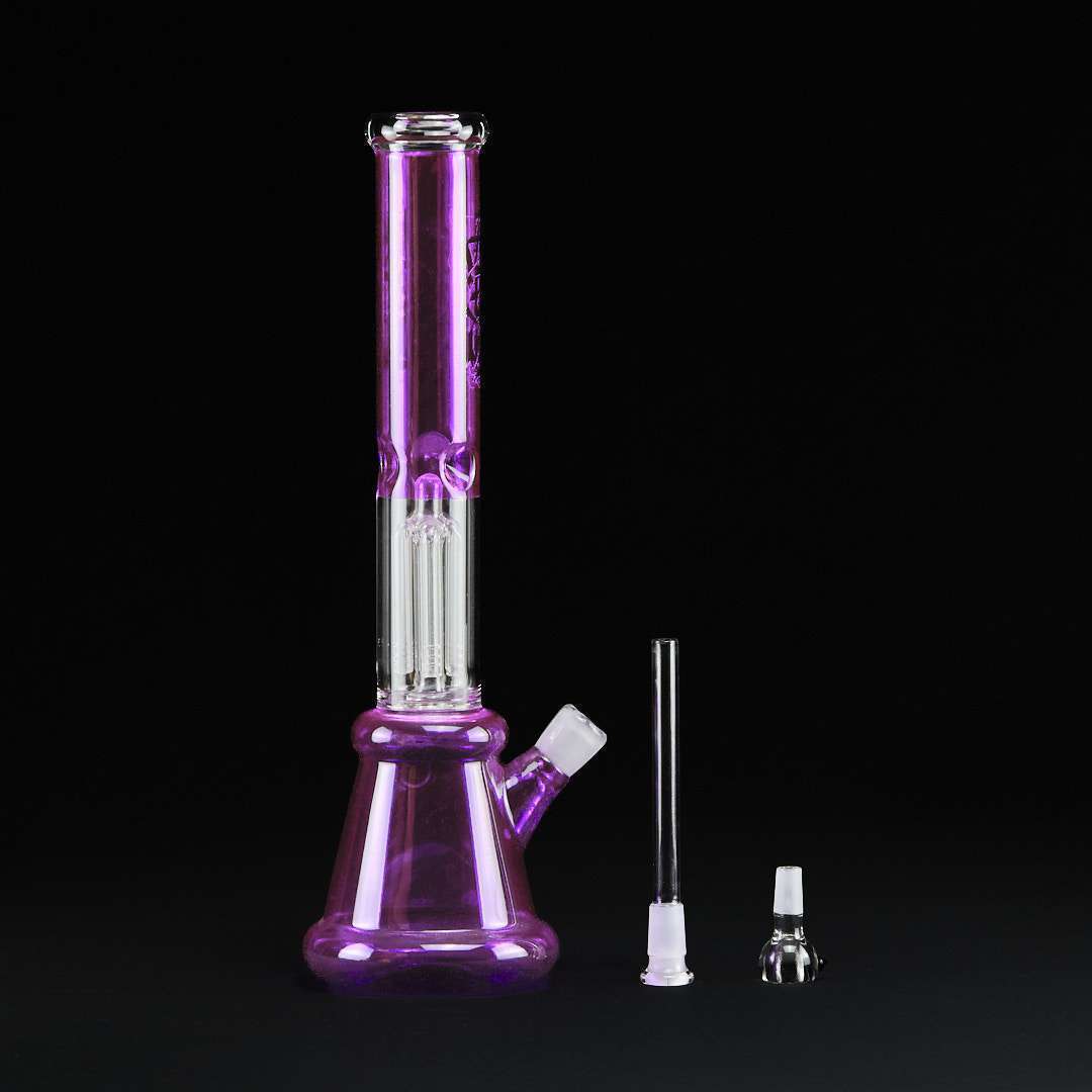 Bong cristal 41cm Amsterdam Purple con percolador 4 brazos - Imagen 3