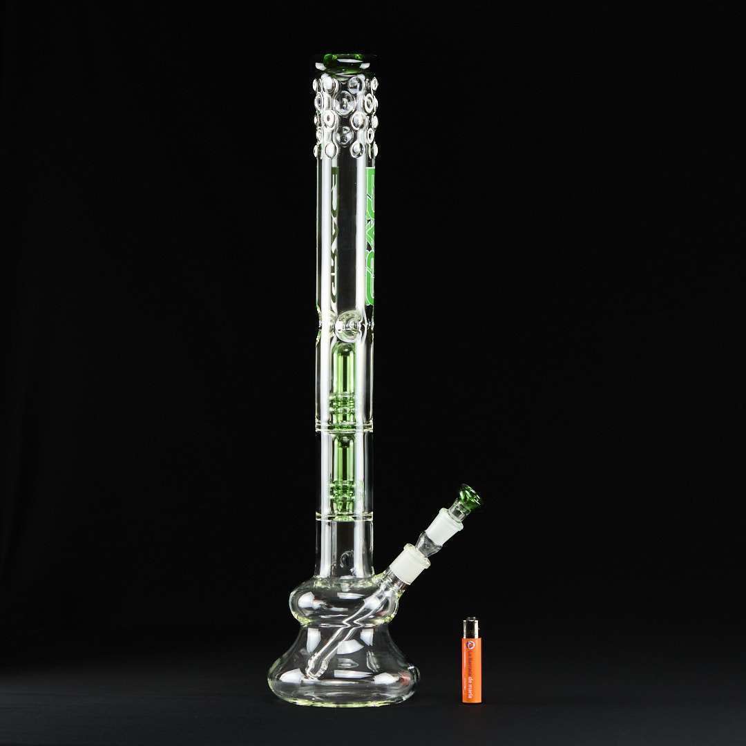 Bong cristal 57cm Grace con doble percolador y cilindro verde - Imagen 2