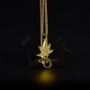 Colgante con cadena gruesa Hoja Brillante