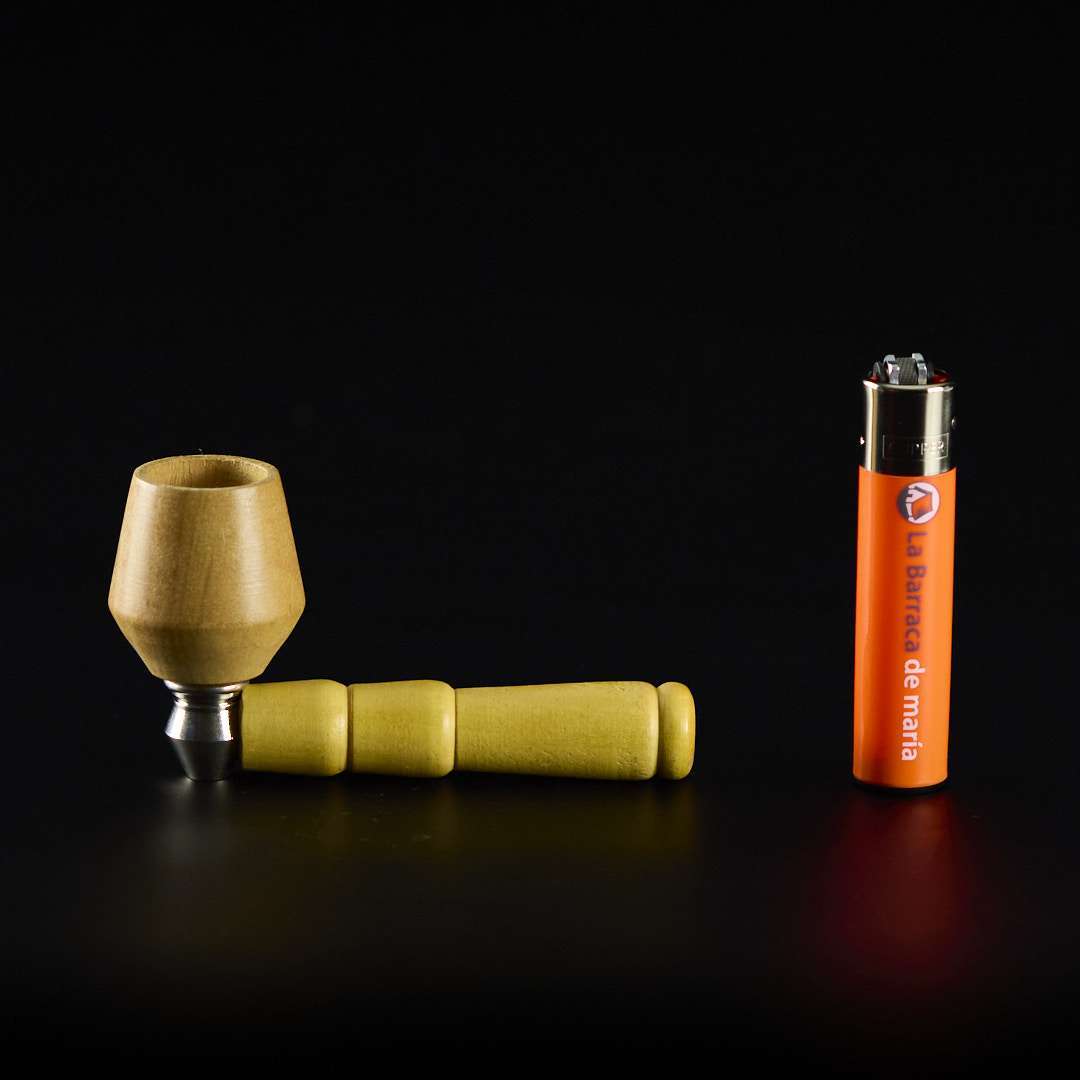 Pipa de madera clara 9cm Con cazoleta de madera