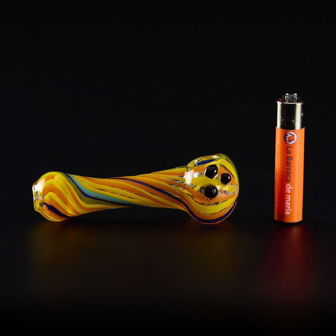 Pipa de cristal americana 12cm Líneas con cambio de color