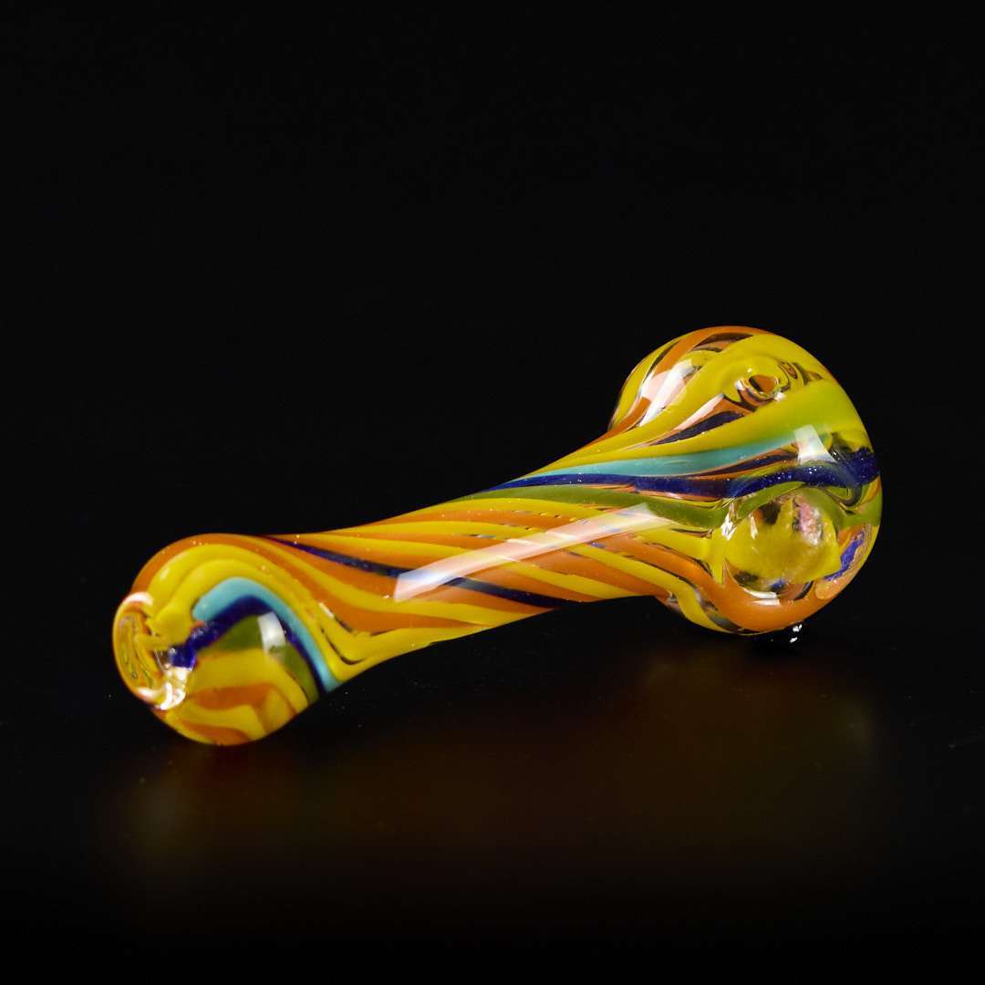 Pipa de cristal americana 12cm Líneas con cambio de color