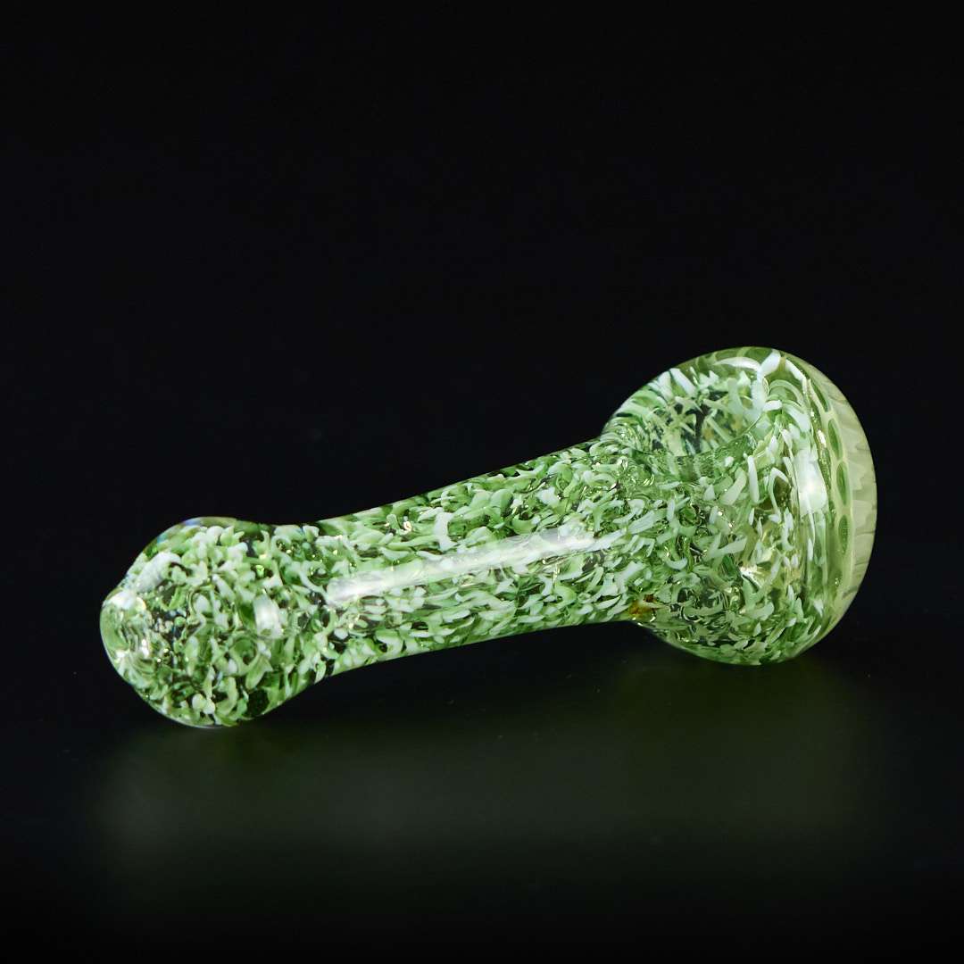 Pipa de cristal americana 12.5cm Verde Jaspeado con ojo frontal