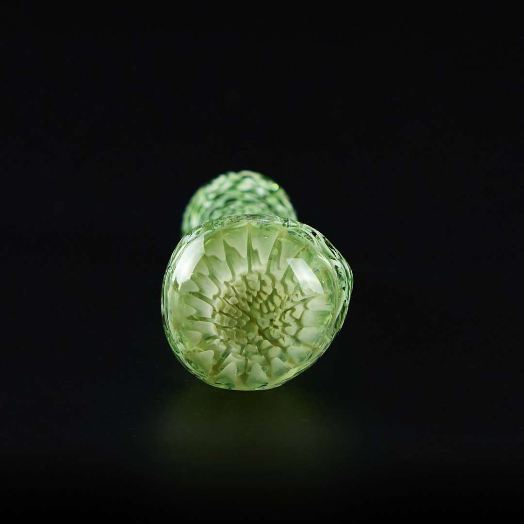 Pipa de cristal americana 12.5cm Verde Jaspeado con ojo frontal