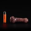 Pipa de cristal americana 12.5cm Roja Jaspeada con ojo frontal