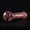 Pipa de cristal americana 12.5cm Roja Jaspeada con ojo frontal