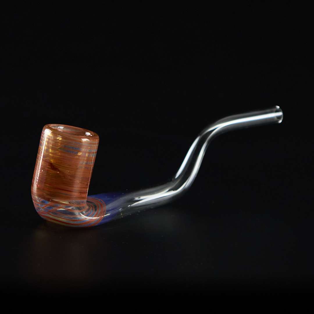 Pipa de cristal 13cm Pipa clásica curva con cazoleta colorada