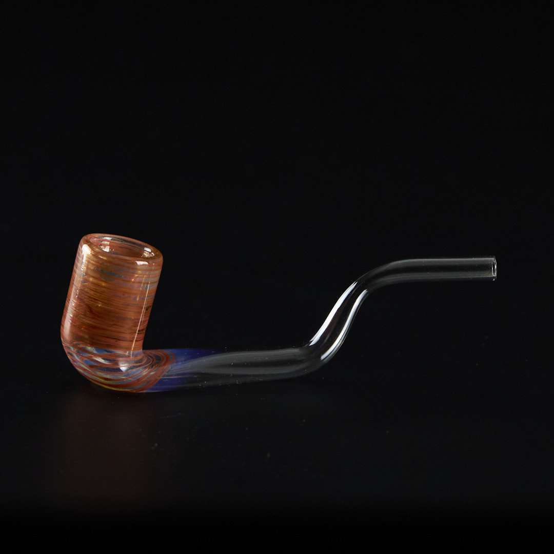 Pipa de cristal 13cm Pipa clásica curva con cazoleta colorada