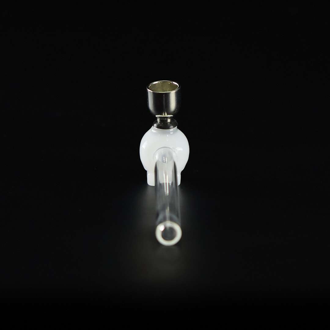 Pipa de cristal y metal 13cm Calavera con cazoleta de metal