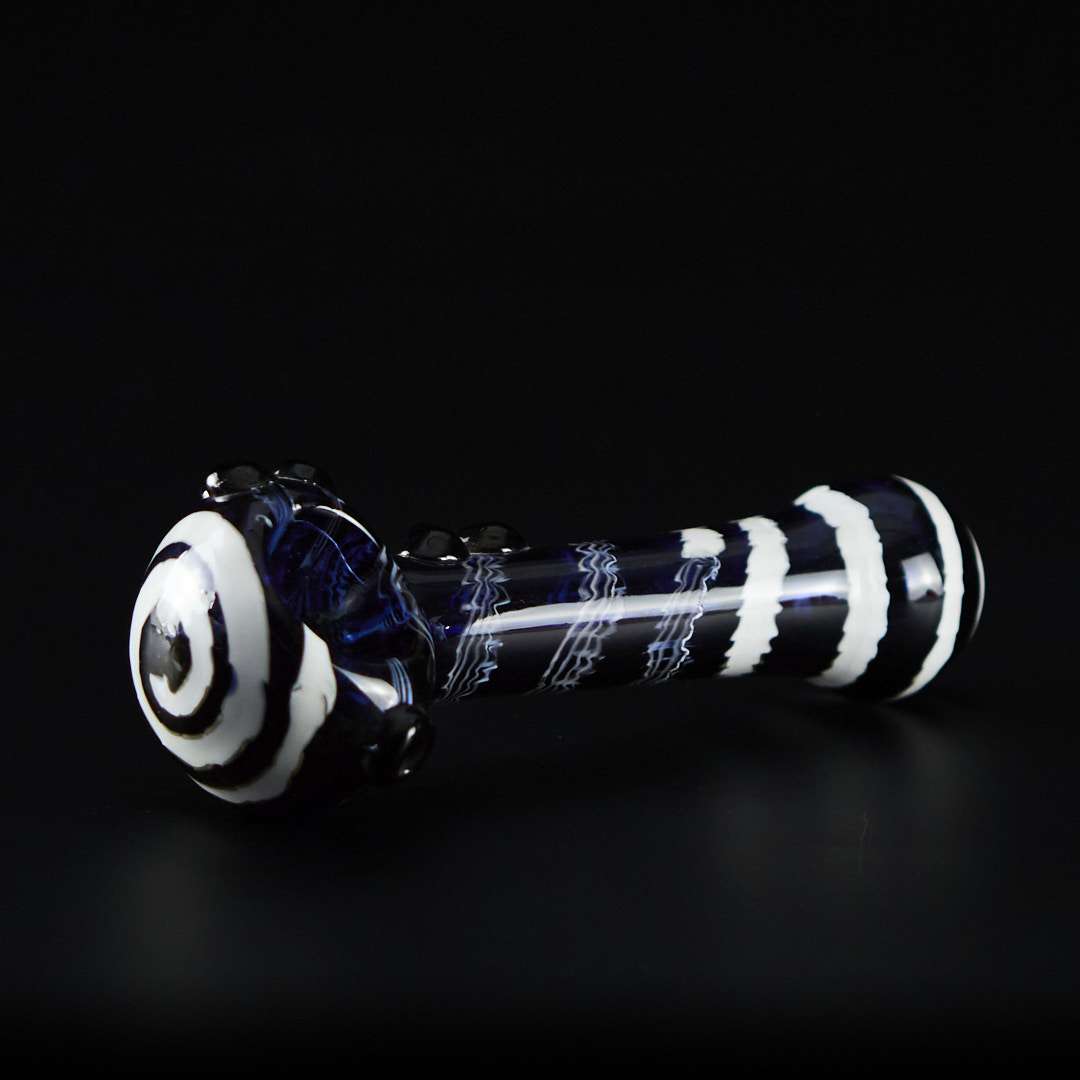 Pipa de cristal americana 14cm Negra espiral blanca y con puntos