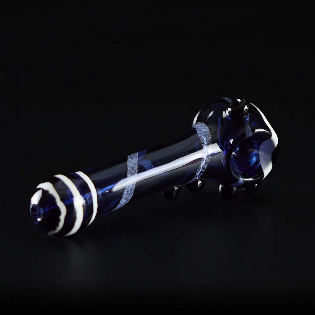 Pipa de cristal americana 14cm Negra espiral blanca y con puntos