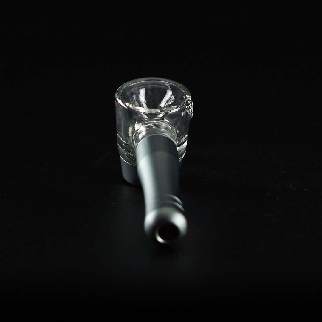 Pipa de cristal y metal 10cm Martillo con cazoleta de cristal