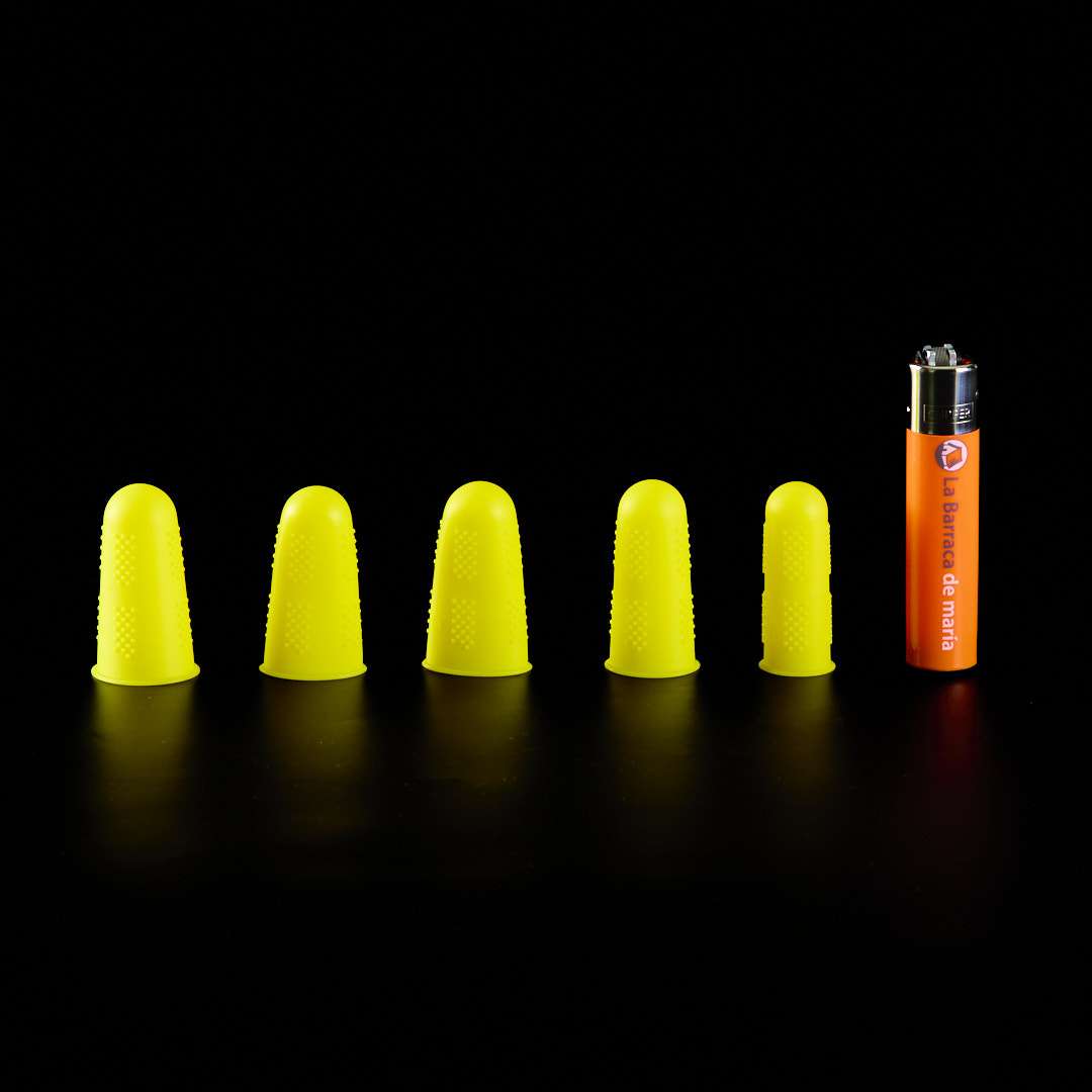 Dedales de Silicona Largos con Relieve - 5u - Amarillo