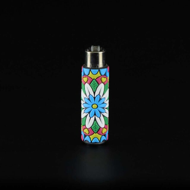 Mechero Clipper Classic con funda de PVC Flor
