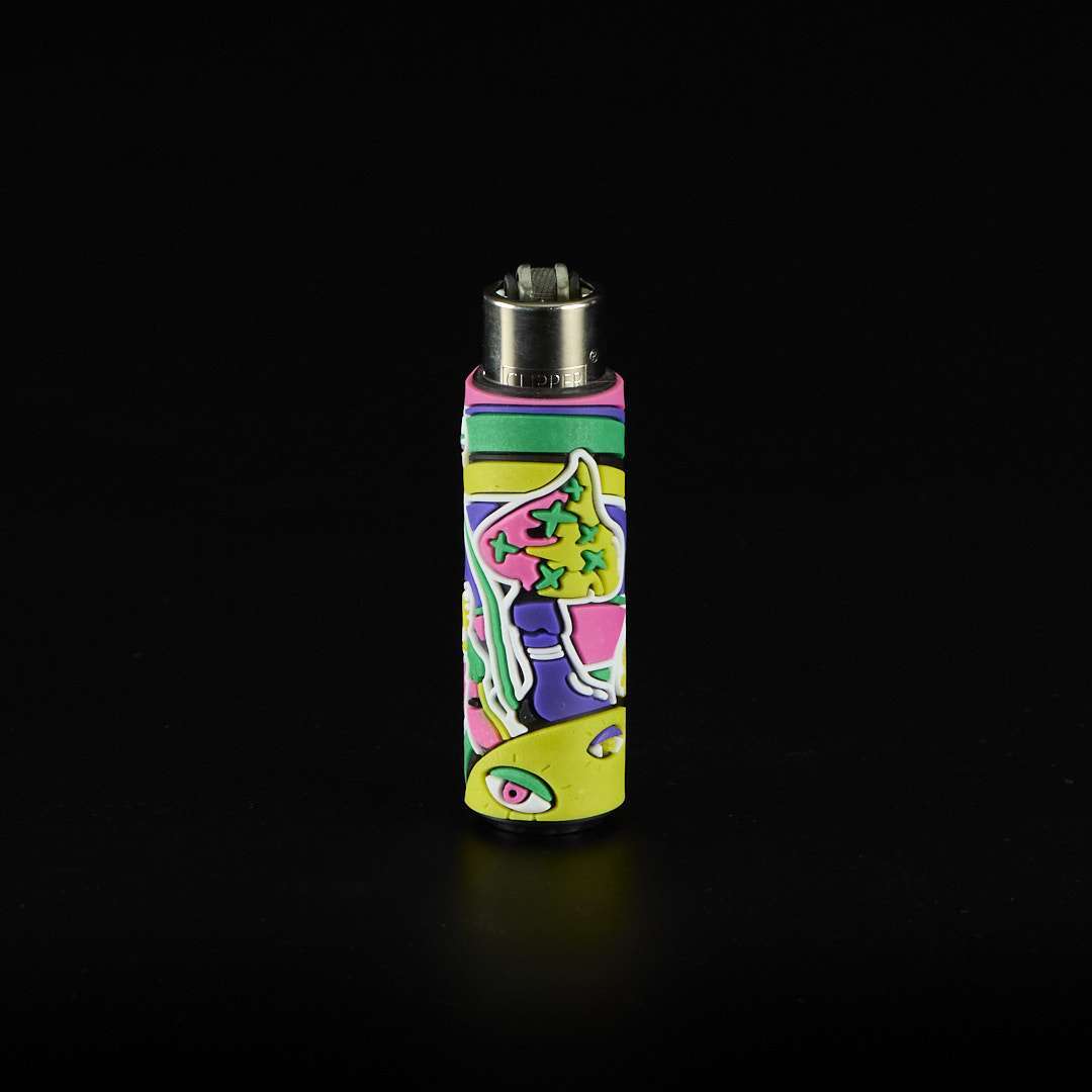 Mechero Clipper Classic con funda de PVC Setas y Ojo