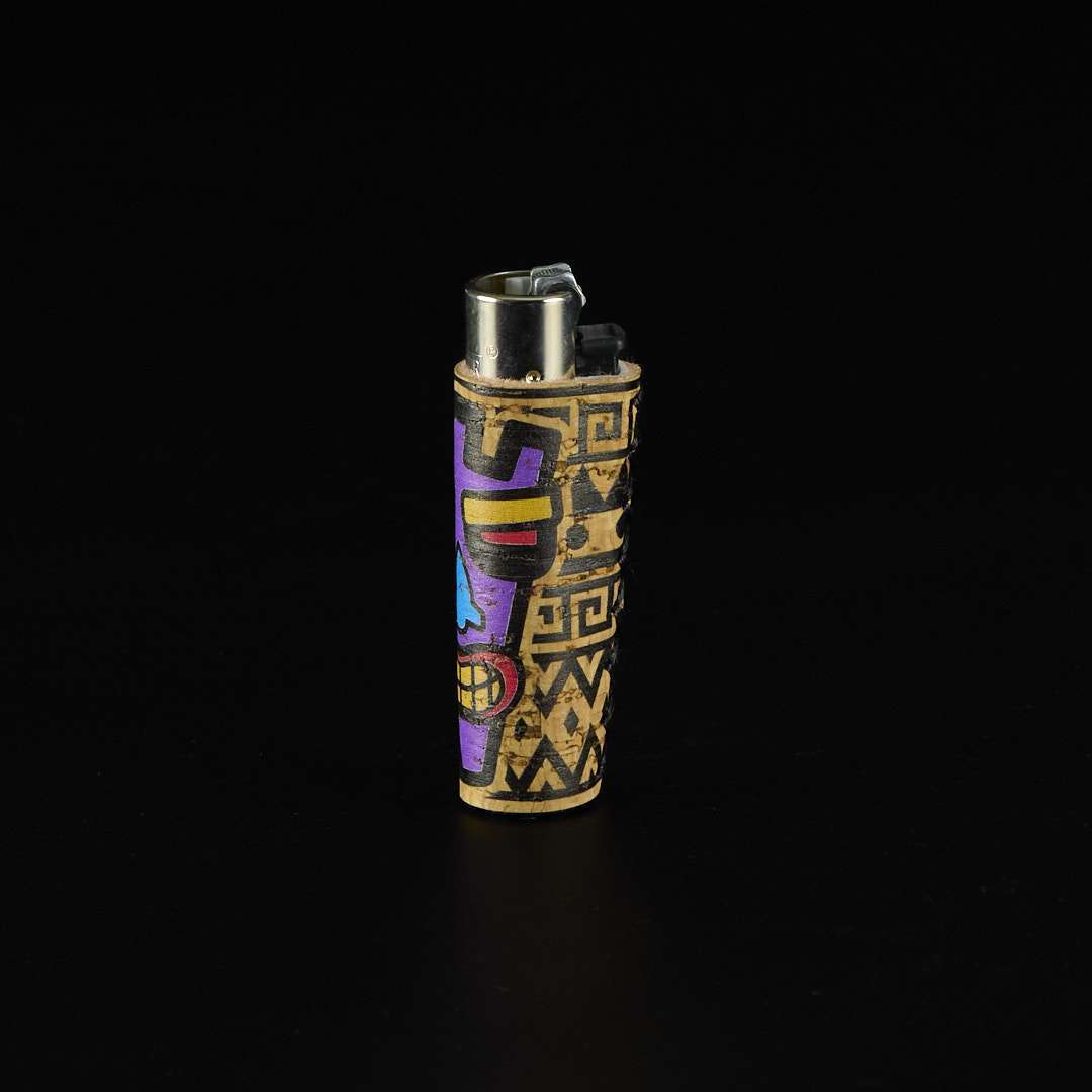 Mechero Clipper Classic con funda de corcho Mascaras tribales - Imagen 3