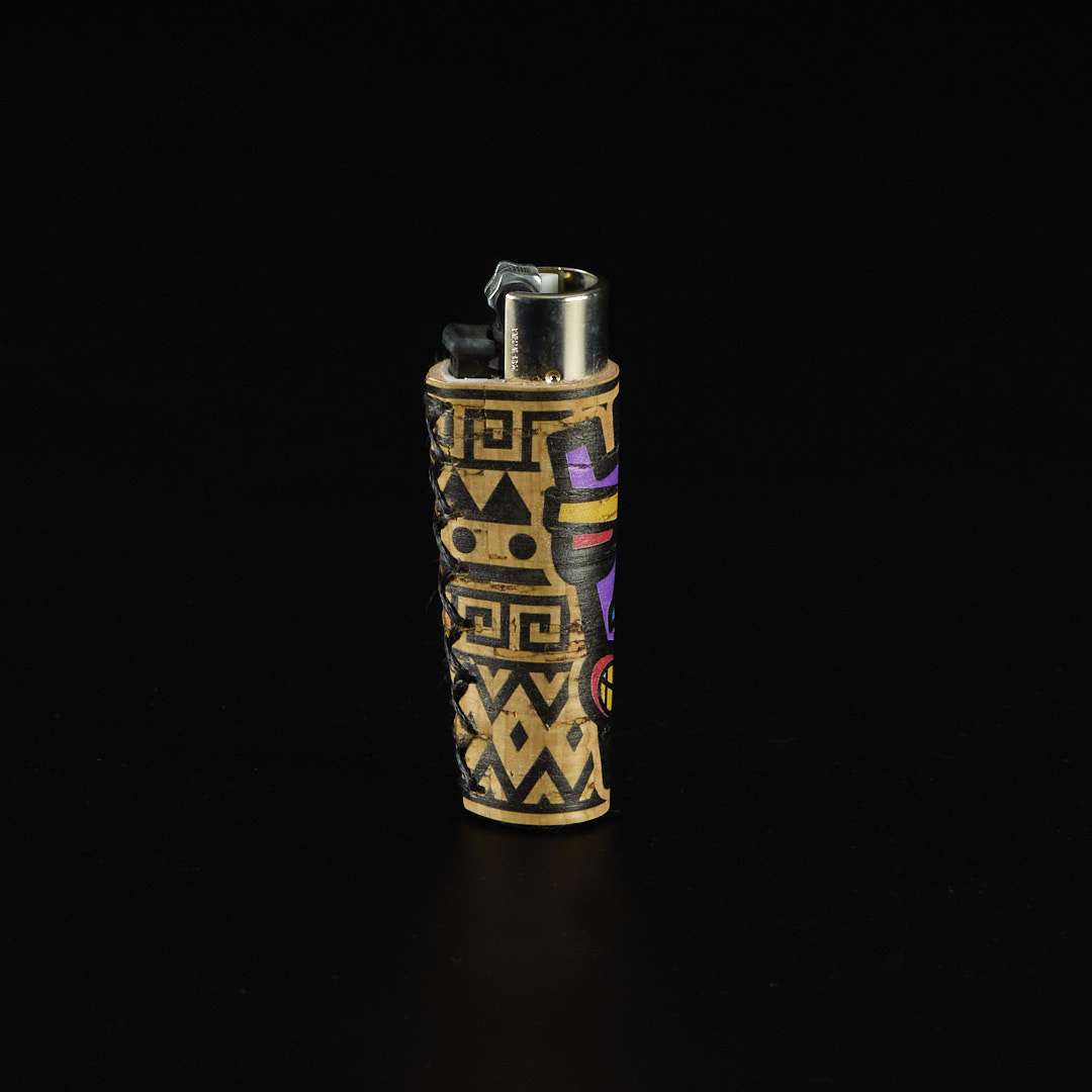 Mechero Clipper Classic con funda de corcho Mascaras tribales - Imagen 6