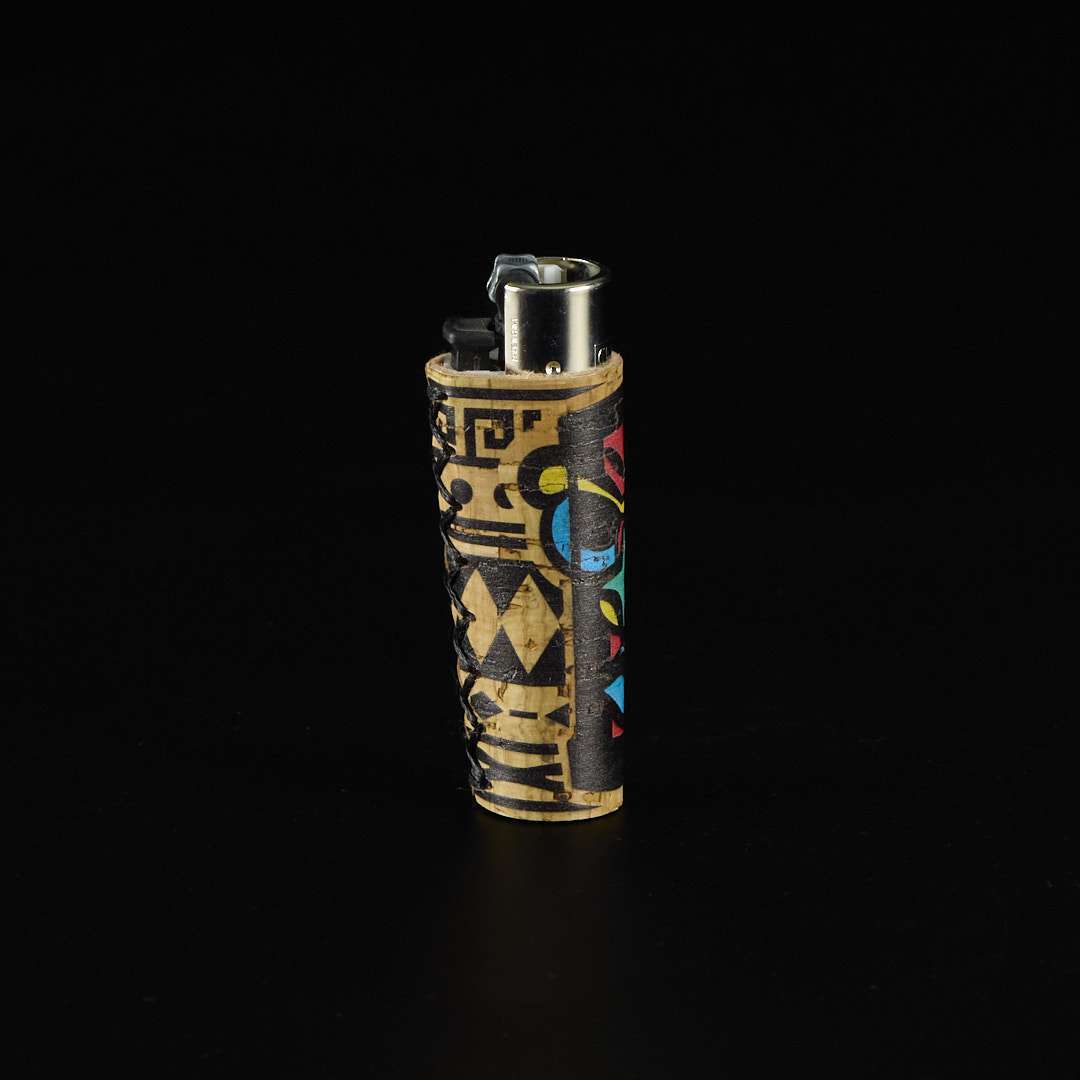Mechero Clipper Classic con funda de corcho Mascaras tribales - Imagen 2
