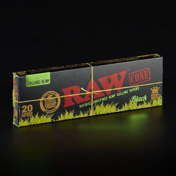 Papel Raw Conos King Size Black Orgánico 20u.