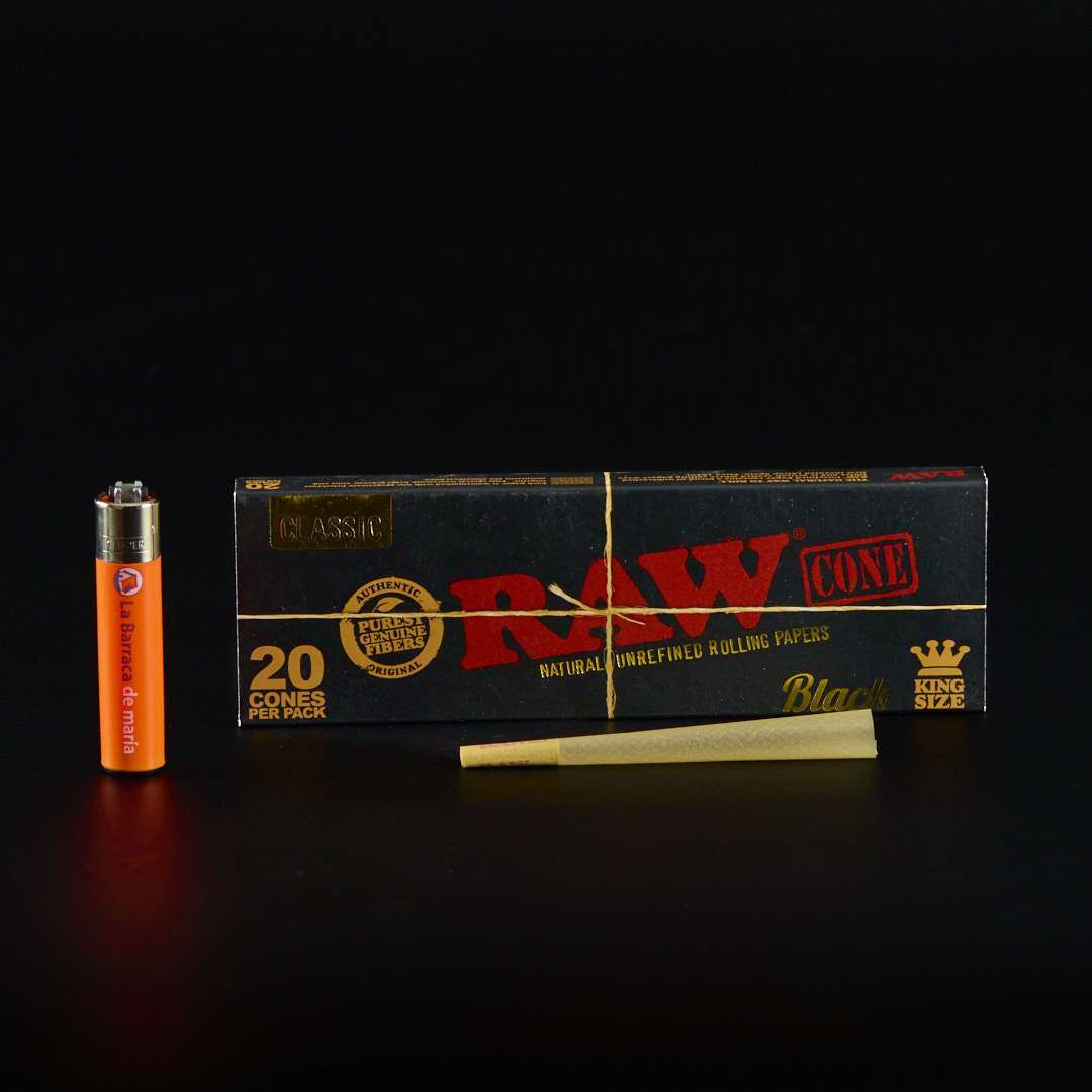 Papel Raw Conos King Size Black 20u.