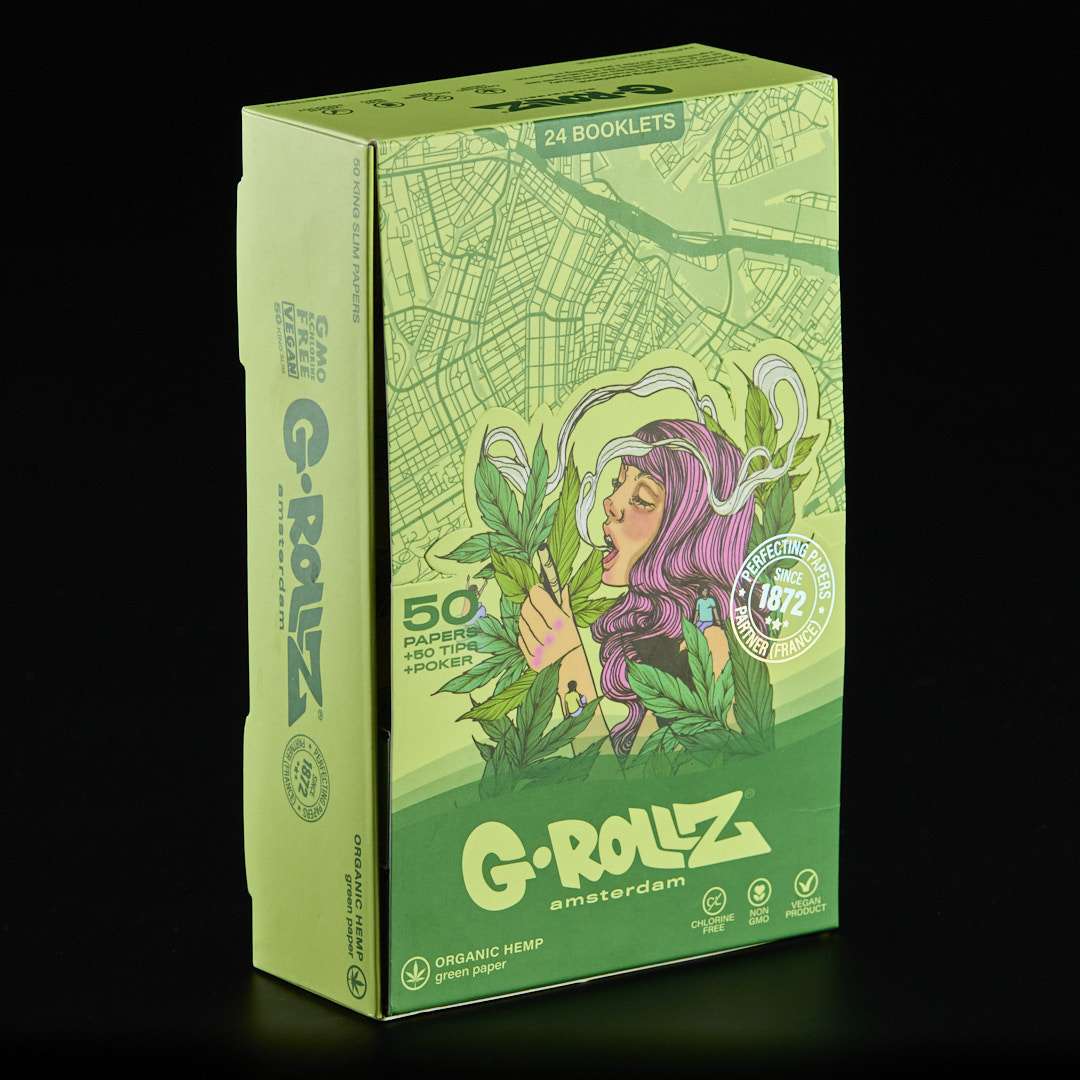 Papel + Boquillas + Poker Grollz King Size Verde con Cierre Magnético Pack de 24u
