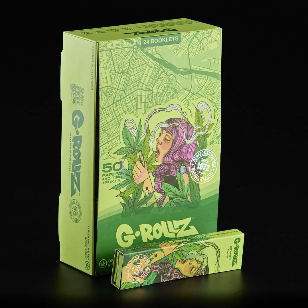 Papel + Boquillas + Poker Grollz King Size Verde con Cierre Magnético Pack de 24u