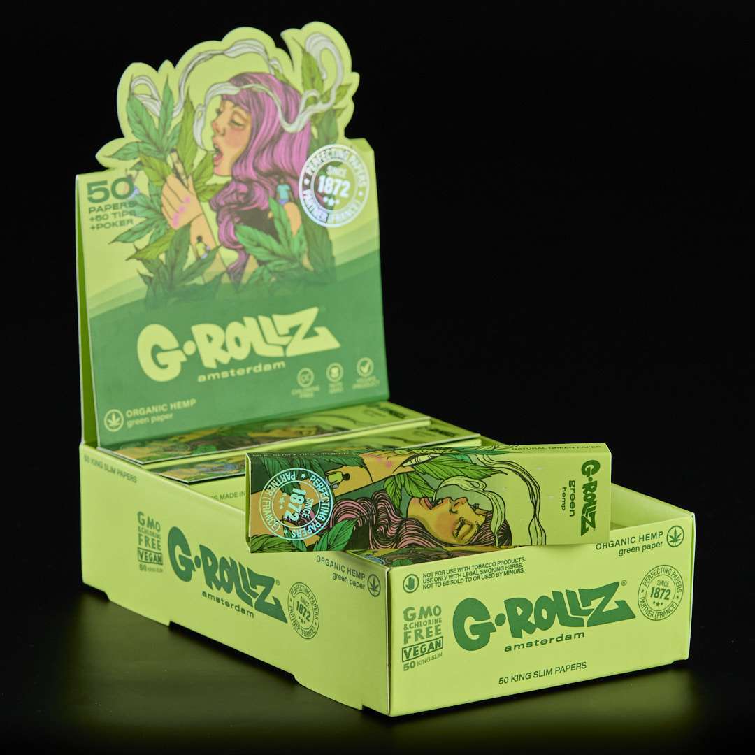 Papel + Boquillas + Poker Grollz King Size Verde con Cierre Magnético Pack de 24u