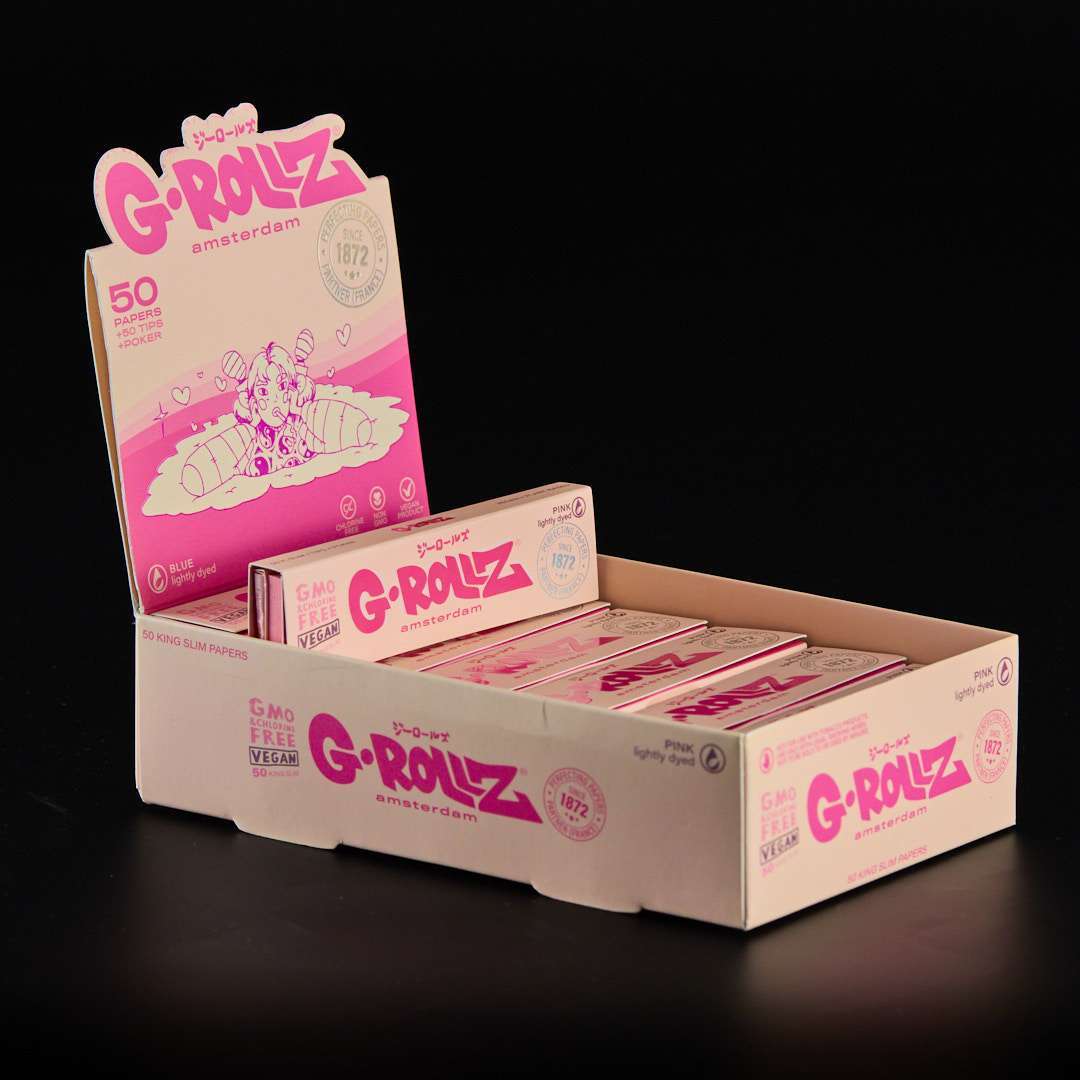 Papel + Boquillas + Poker Grollz King Size Rosa con Cierre Magnético Pack de 24u
