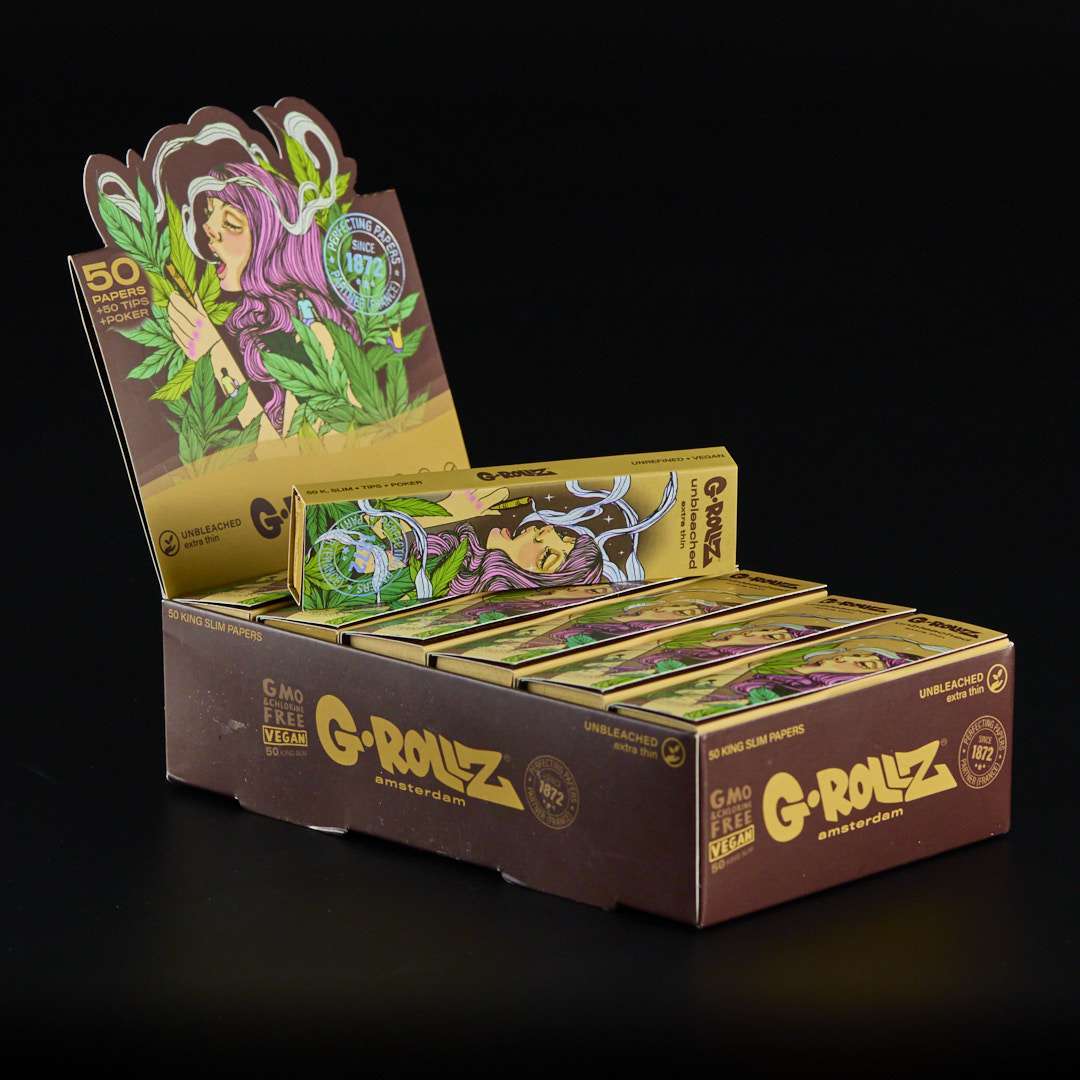 Papel + Boquillas + Poker Grollz King Size con cierre magnético Marrón 24u