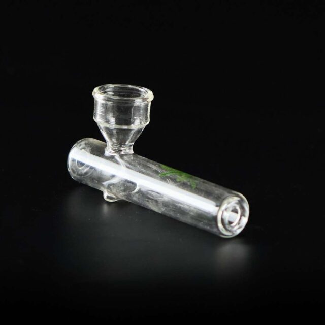 Pipa de cristal 10cm Tubo con hoja